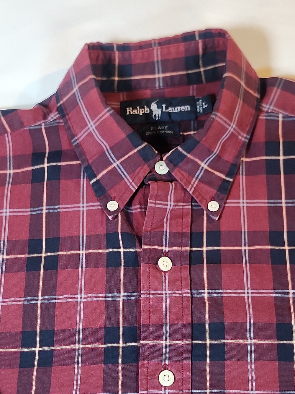 Ralph Lauren Men's Red Plaid Button-Down Shirt